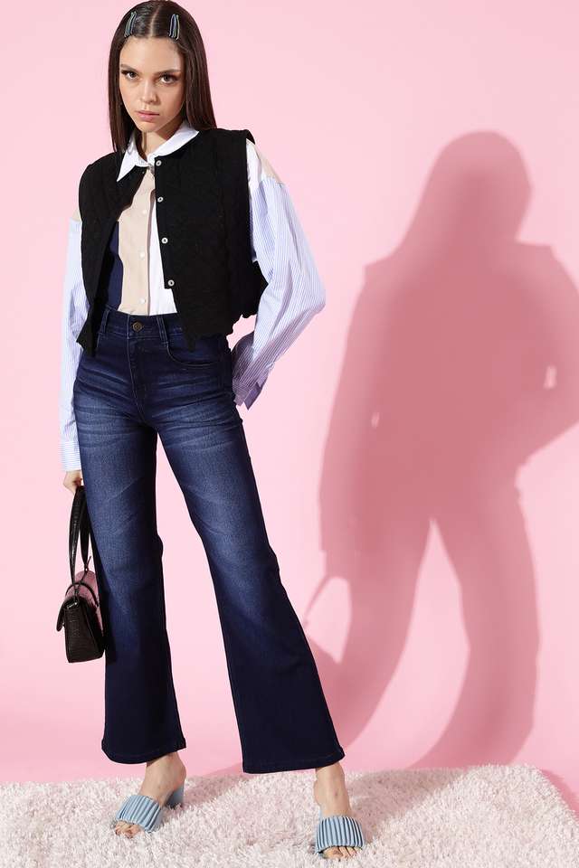 Dark Wash Cotton Relaxed Fit Womens Jeans-image-21