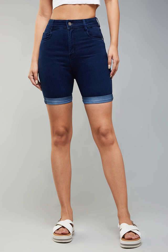 Skinny Fit Full Length Denim Women's Casual Wear Shorts-image-21
