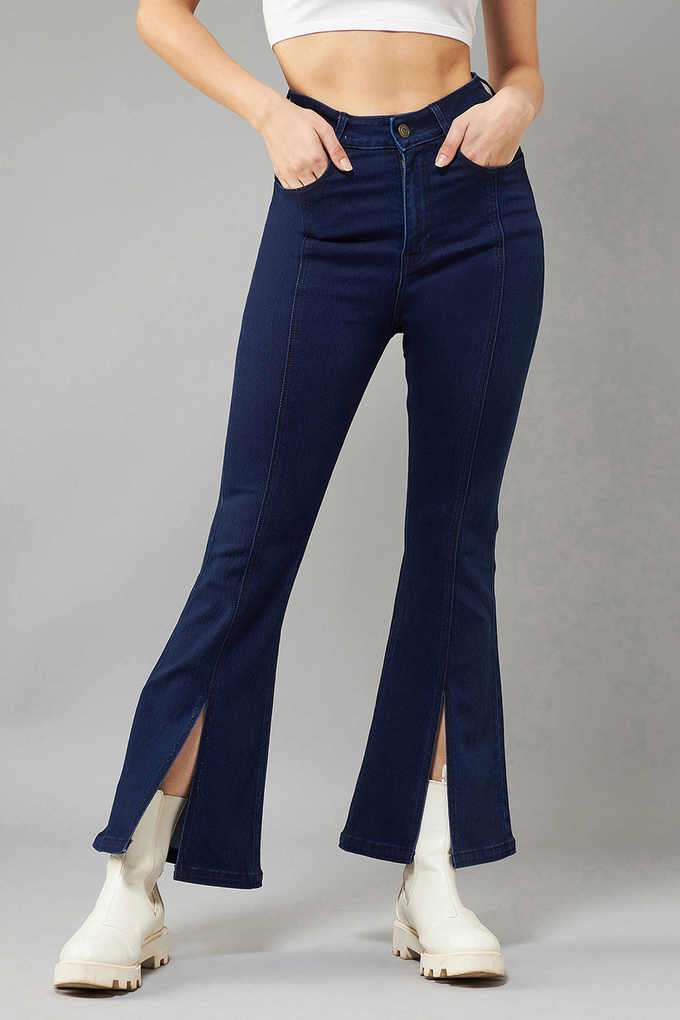 Dark Wash Denim Bootcut Fit Women's Jeans-image-9