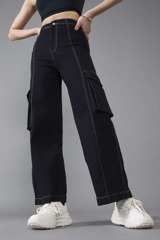 High Rise Heavy Wash Denim Relaxed Fit Women's Jeans-image-8