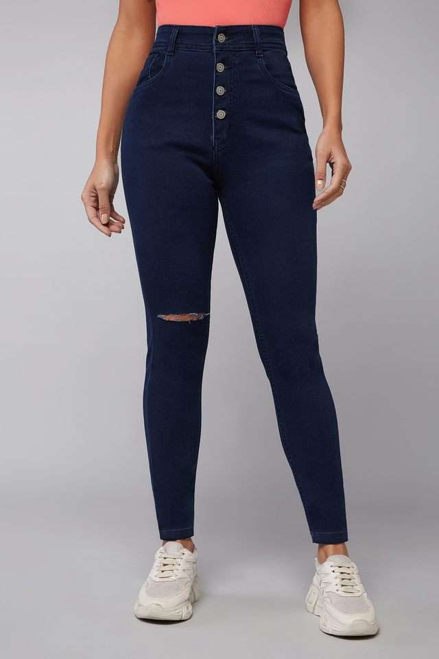 dolce crudo High Rise Dark Wash Denim Skinny Fit Women's Jeans-picture-38
