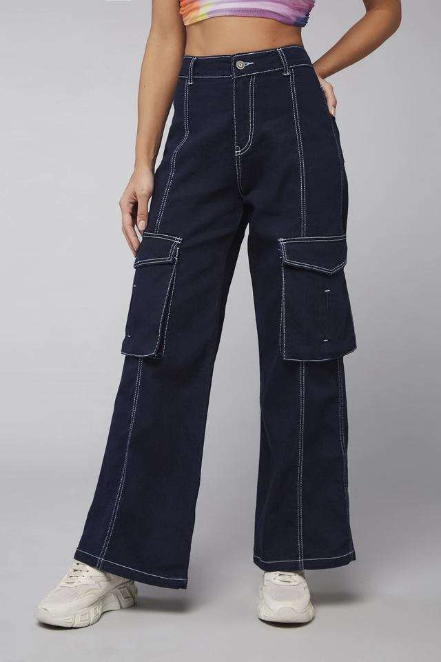 dolce crudo High Rise Dark Wash Denim Relaxed Fit Women's Jeans-picture-40