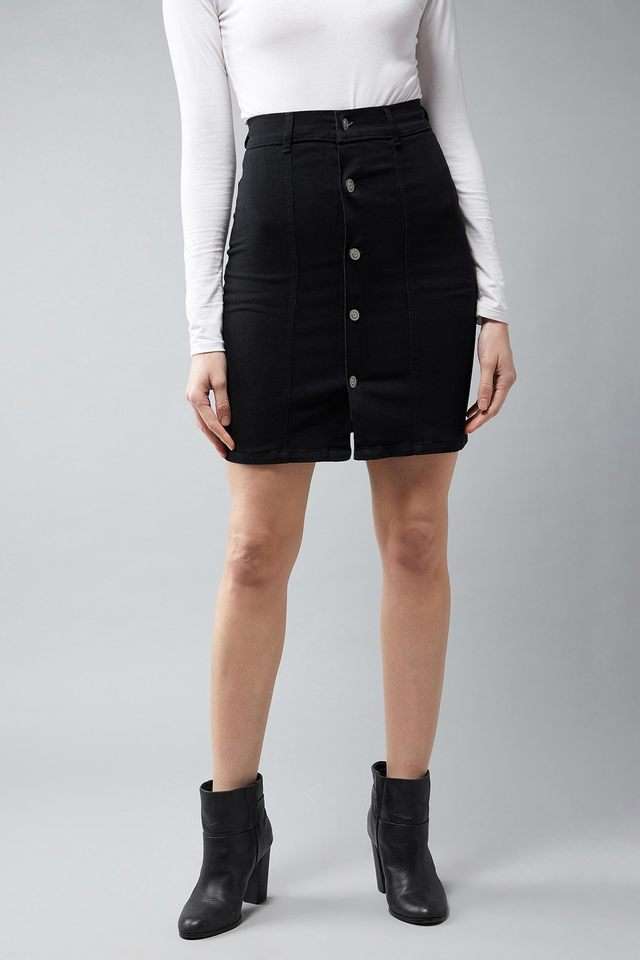 dolce crudo Regular Fit Mini Denim Women Casual Wear Skirts-picture-22