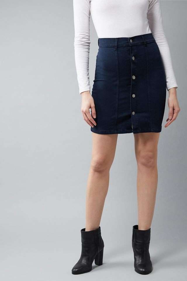 dolce crudo Regular Fit Mini Denim Women Casual Wear Skirts-picture-20