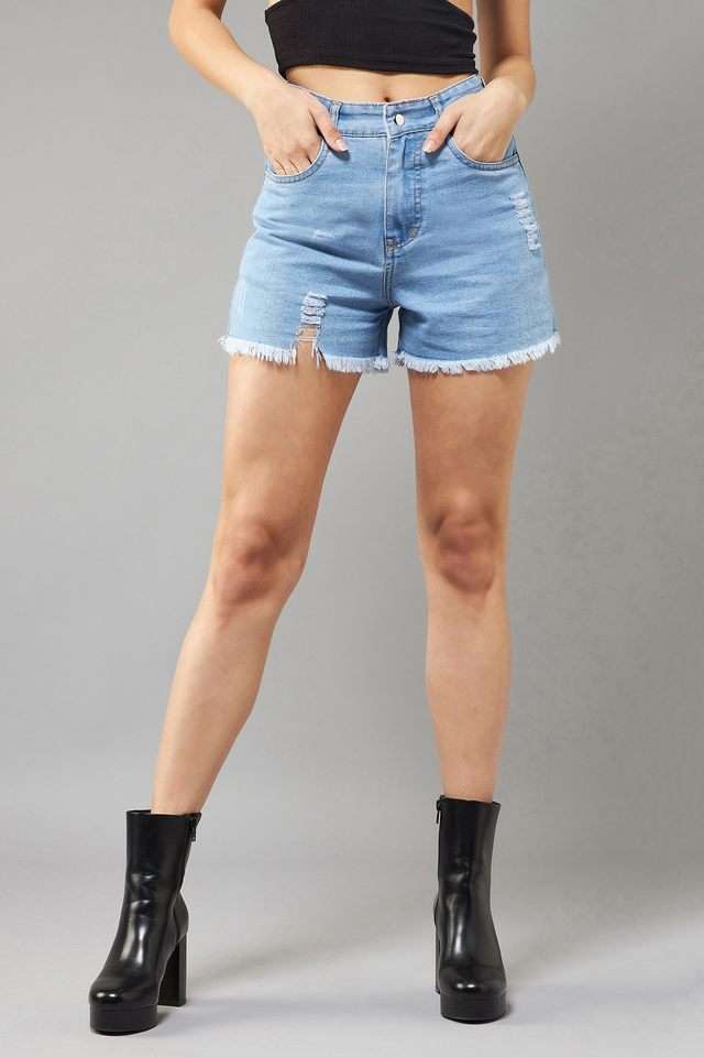 dolce crudo Relaxed Fit Full Length Denim Women's Casual Wear Shorts-picture-17