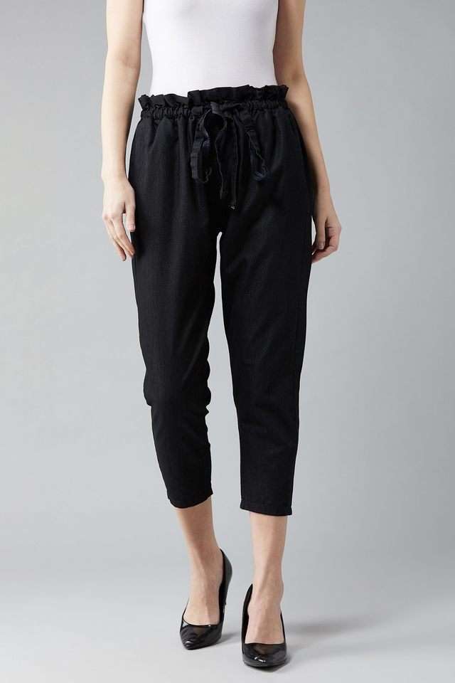 dolce crudo Solid Regular Fit Denim Women Casual Wear Pants-picture-14