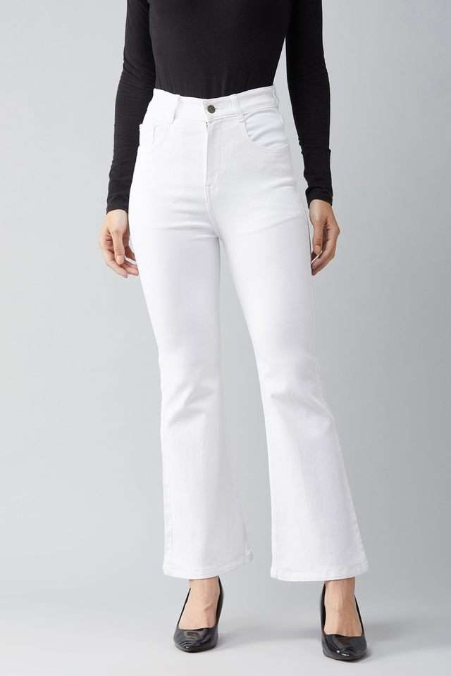 High Rise Bleach Wash Denim Relaxed Fit Women's Jeans