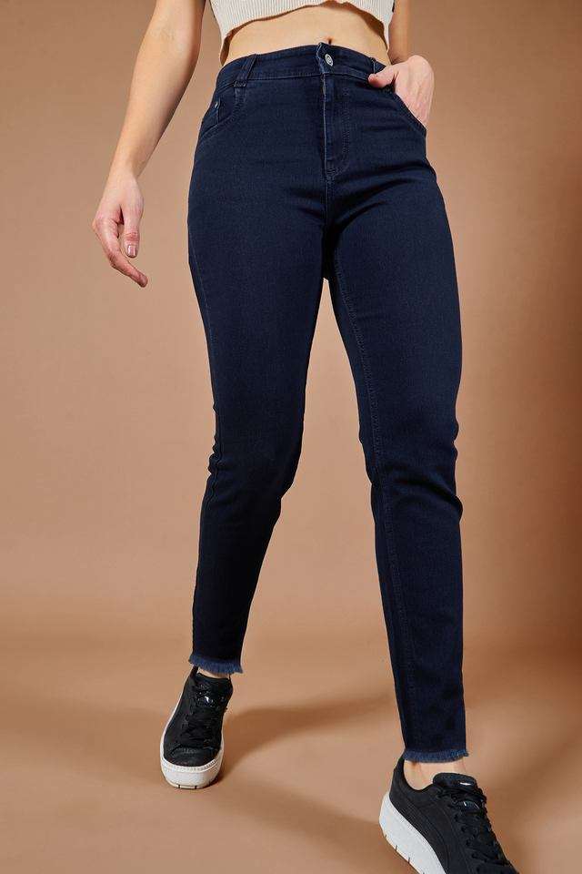 Mid Rise Heavy Wash Denim Relaxed Fit Women's Jeans-image-45
