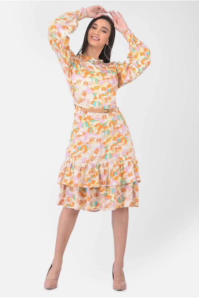 crimsoune club Floral Round Neck Lyocell Women Dress-picture-21