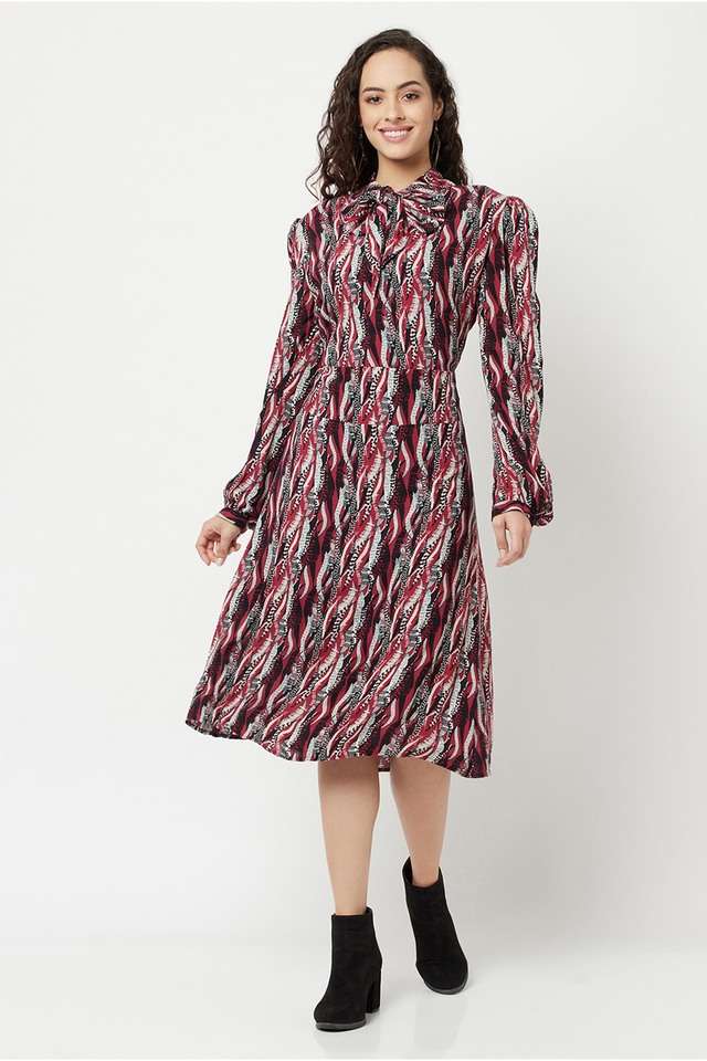 crimsoune club Abstract High Neck Lyocell Women Dress-picture-12