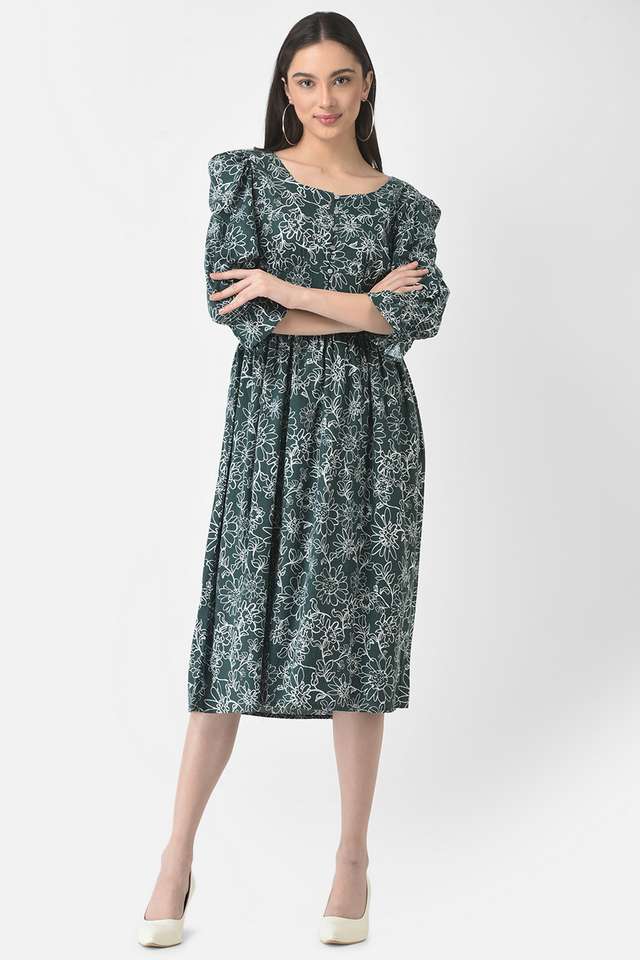 crimsoune club Printed Square Neck Blended Fabric Women Dress-picture-17