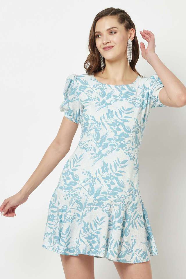 crimsoune club Printed Round Neck Linen Women Dress-picture-34