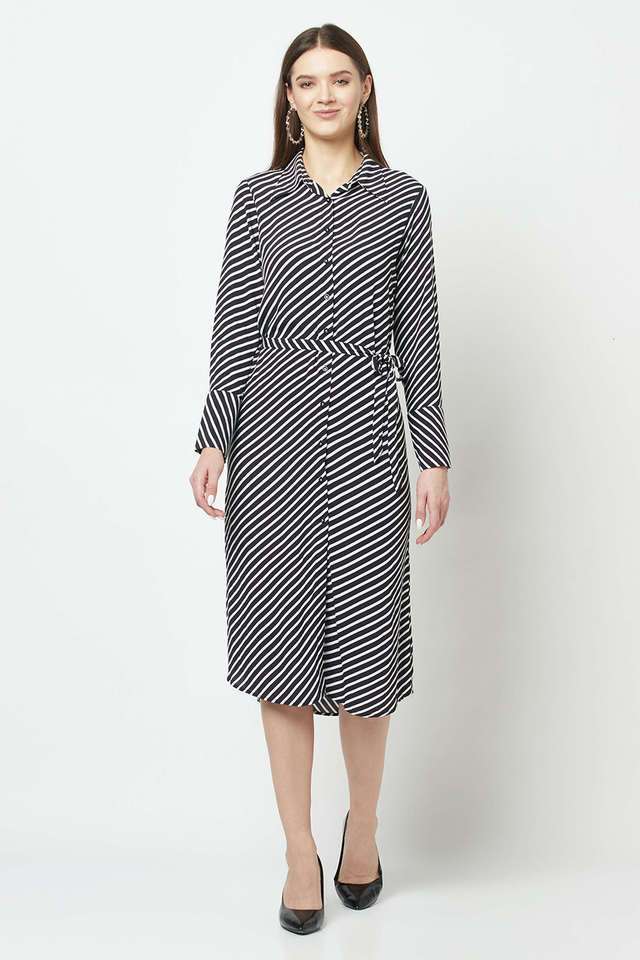 crimsoune club Printed Collared Lyocell Women Dress-picture-11