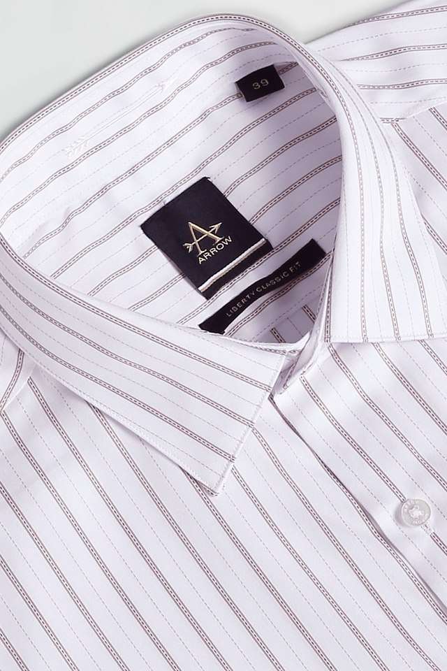 Buy Arrow Beige Stripes Cotton Regular Fit Men's Formal Wear Shirt |  Shoppers Stop