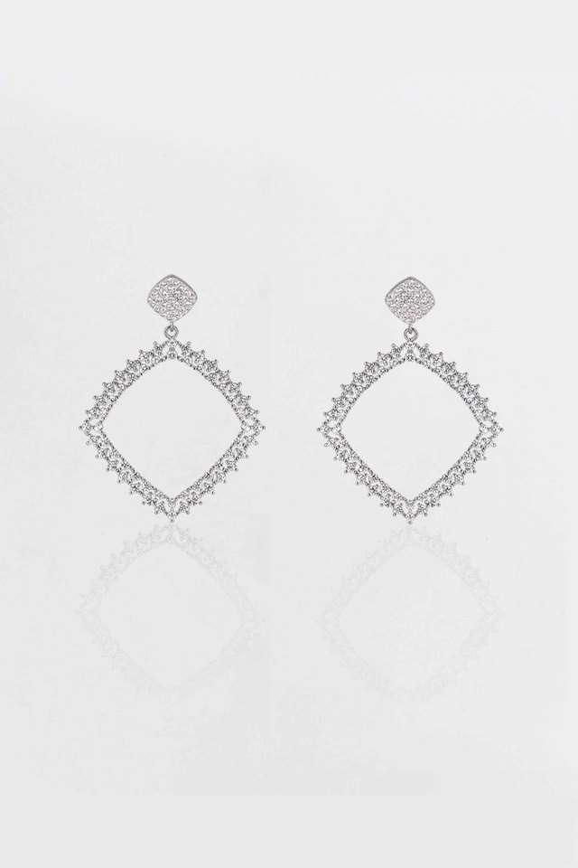 Cubic-Zirconia-Silver-Push-Back-Clasp-Womens-Earrings