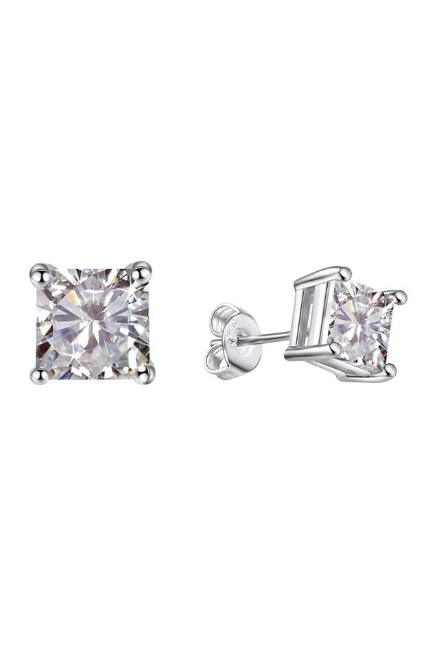 Cubic-Zirconia-Sterling-Silver-Push-Back-Clasp-Western-Earrings