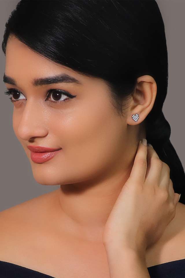 Sterling-Silver-Cubic-Zirconia-Womens-Western-Earrings