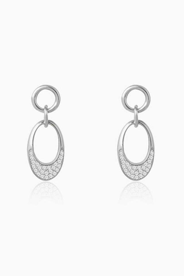 Silver-Zircon-Crescent-Oval-Earrings