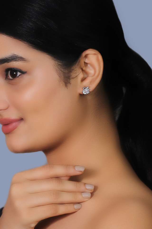 Cubic-Zirconia-Sterling-Silver-Push-Back-Clasp-Western-Earrings