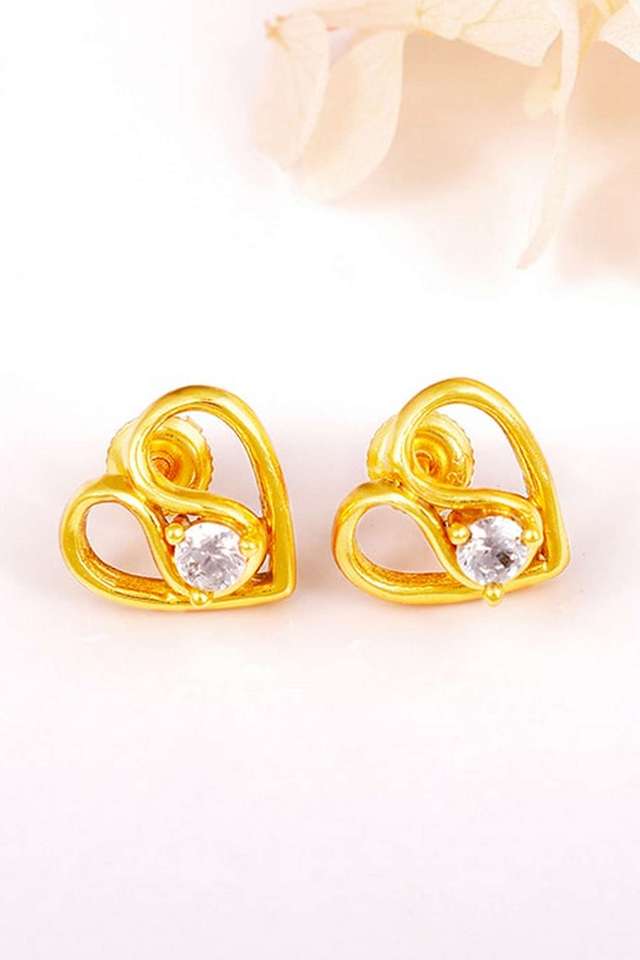 Golden-Zircon-Studded-Heart-Earrings