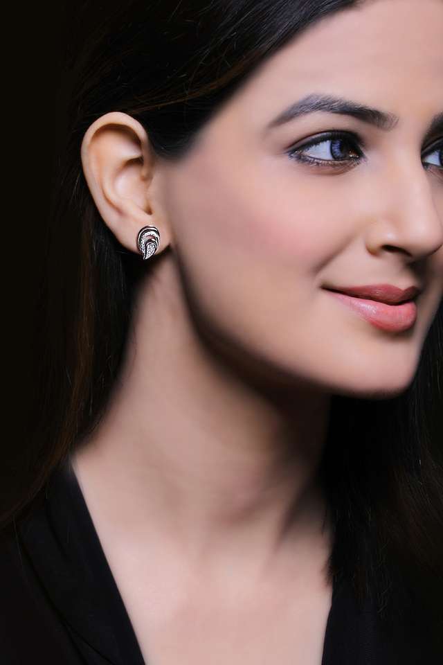 Cubic-Zirconia-Sterling-Silver-Push-Back-Clasp-Western-Earrings