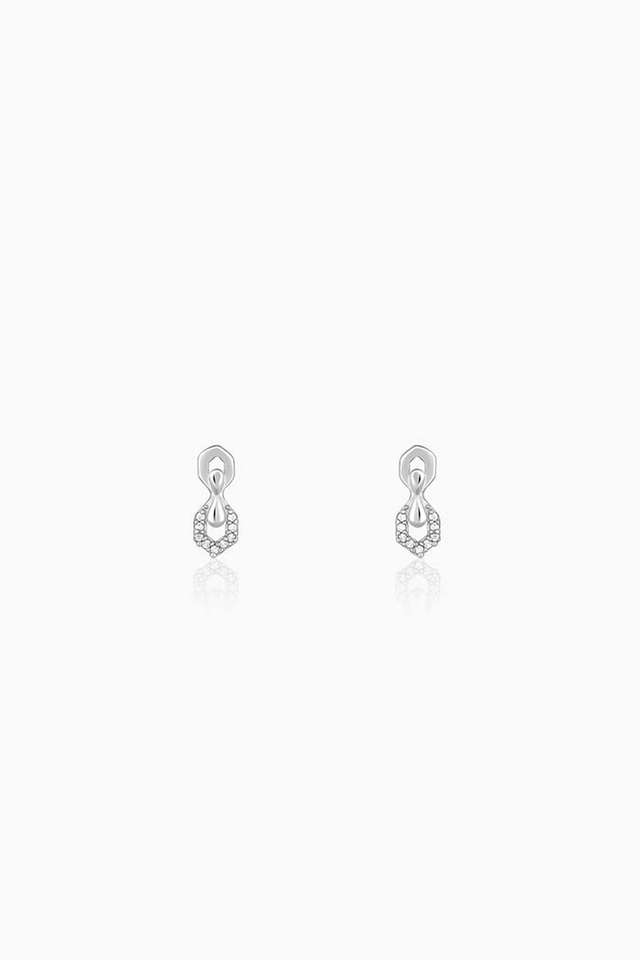 Silver-Glittering-Hexagon-Earrings