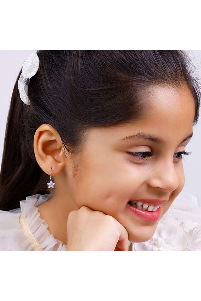 Silver-Pretty-Petunia-Kids-Hoop-Earrings