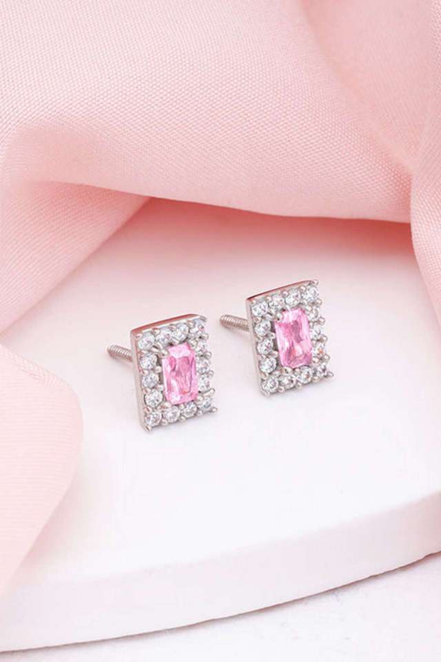 Silver-Regal-Pink-Stud-Earrings
