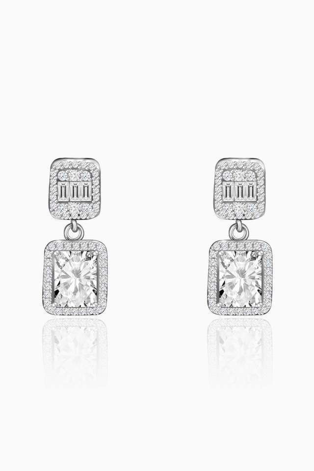 Silver-Zircon-Bold-Baguette-Earrings