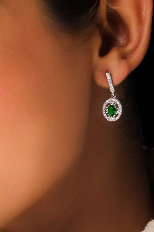 Cubic-Zirconia-Sterling-Silver-Push-Back-Clasp-Western-Earrings