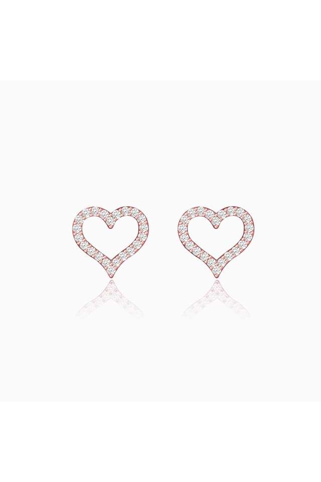 Rose-Gold-Studded-Heart-Sterling-Silver-Womens-Western-Earrings