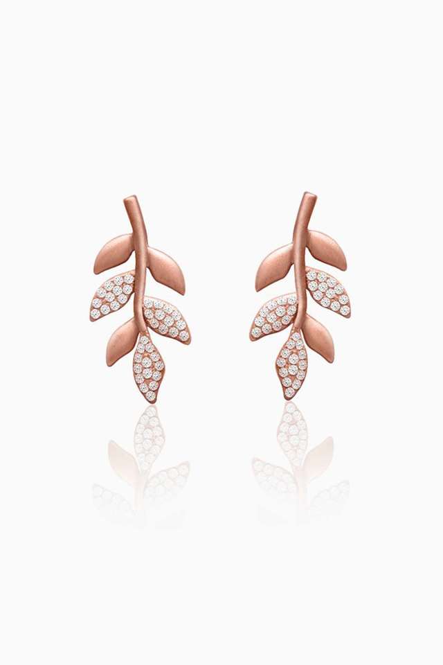Cubic-Zirconia-Rose-Gold-Push-Back-Clasp-Womens-Earrings