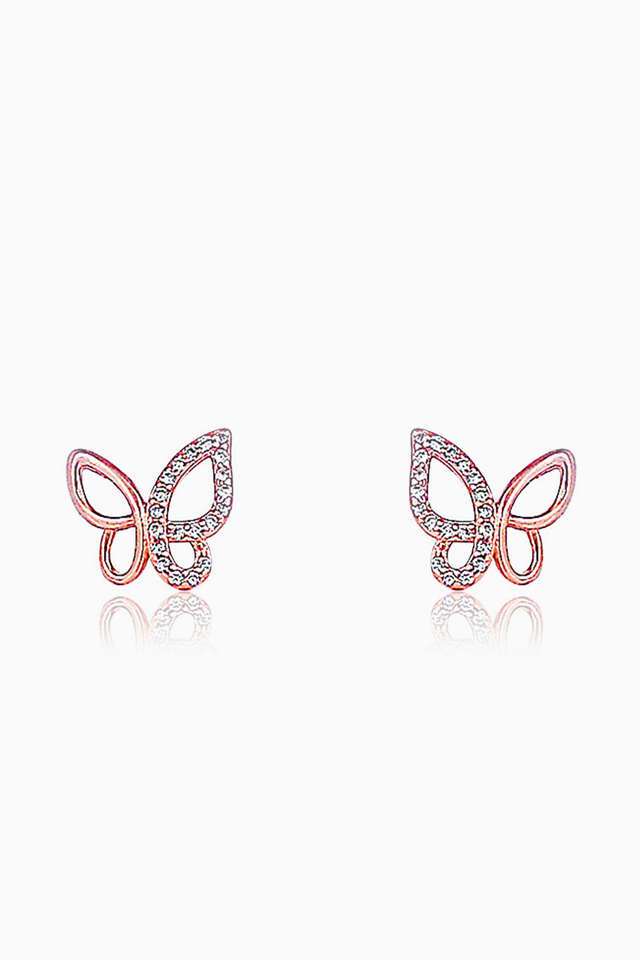 Rose-Gold-Zircon-Studded-Butterfly-Earrings