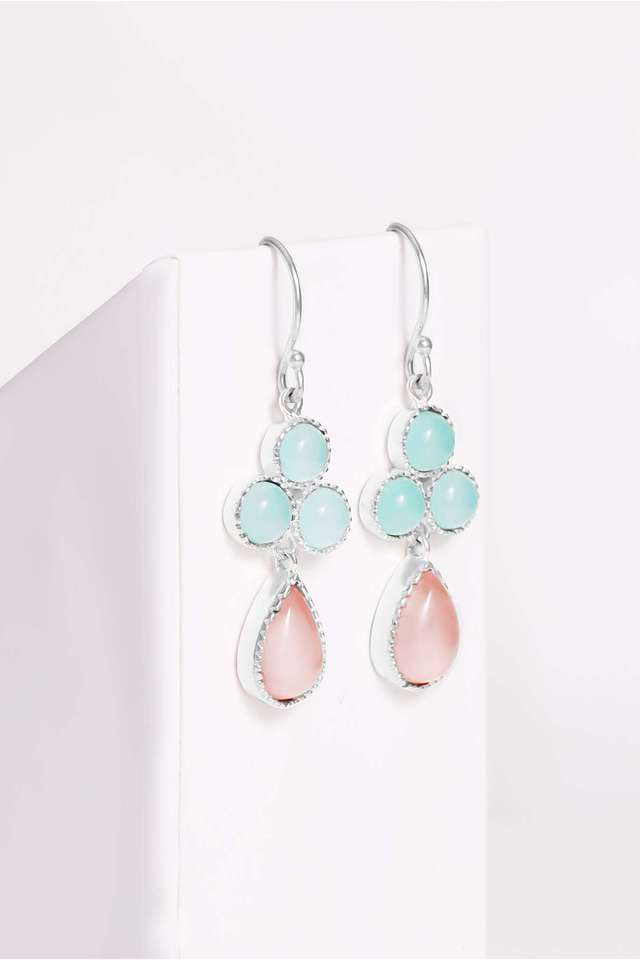 Dual-Tone-Flower-Drop-Earrings