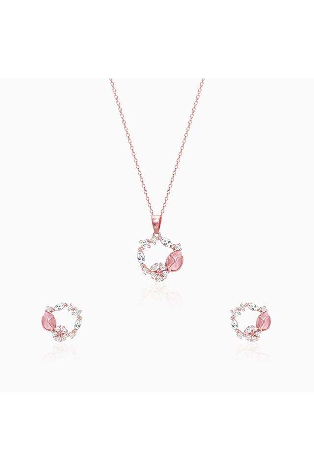 Rose-Gold-Pink-Drop-Wreath-Pendant-Set