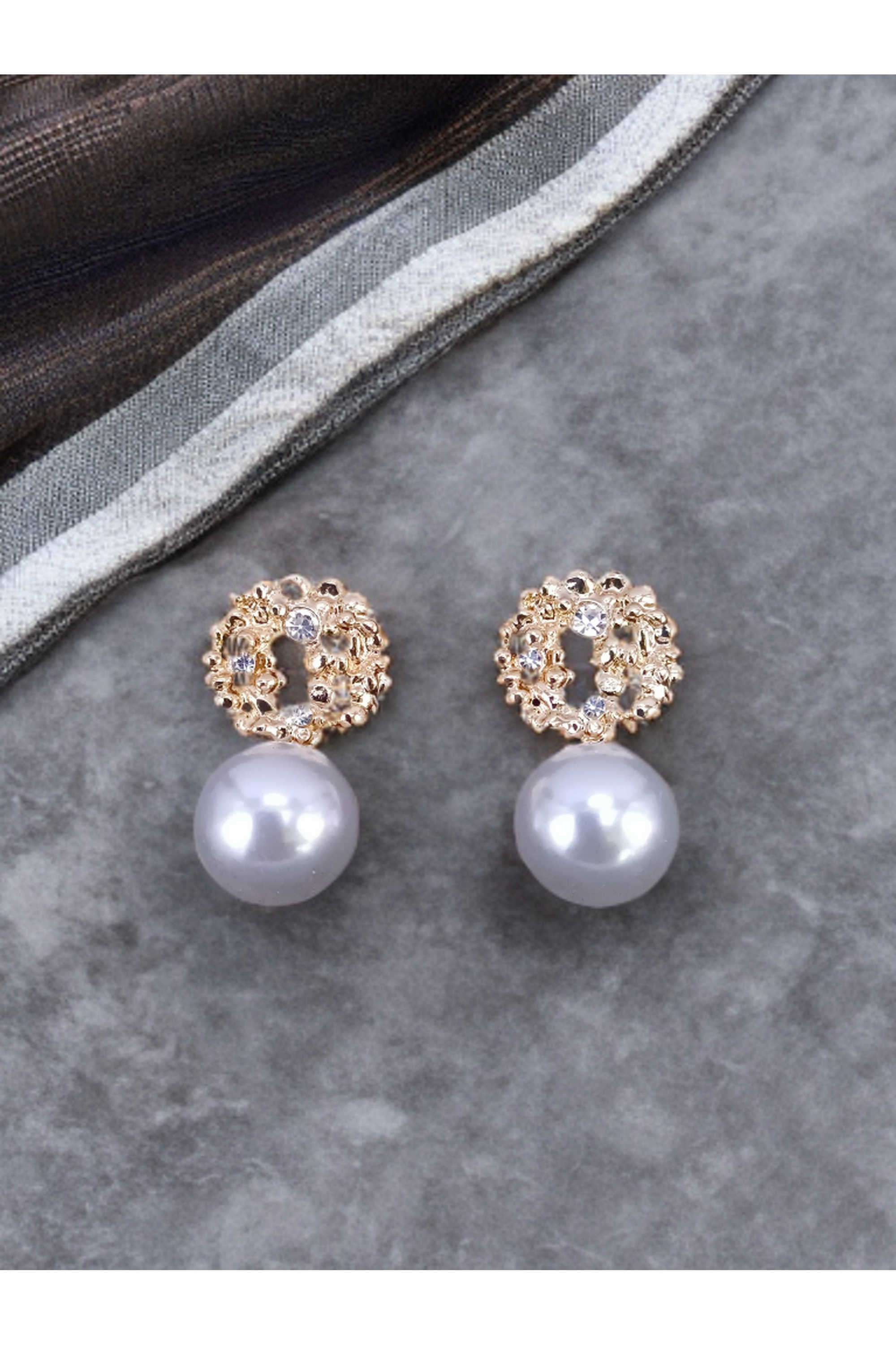 Metal-Pearl-Casual-Wear-Women-Earrings