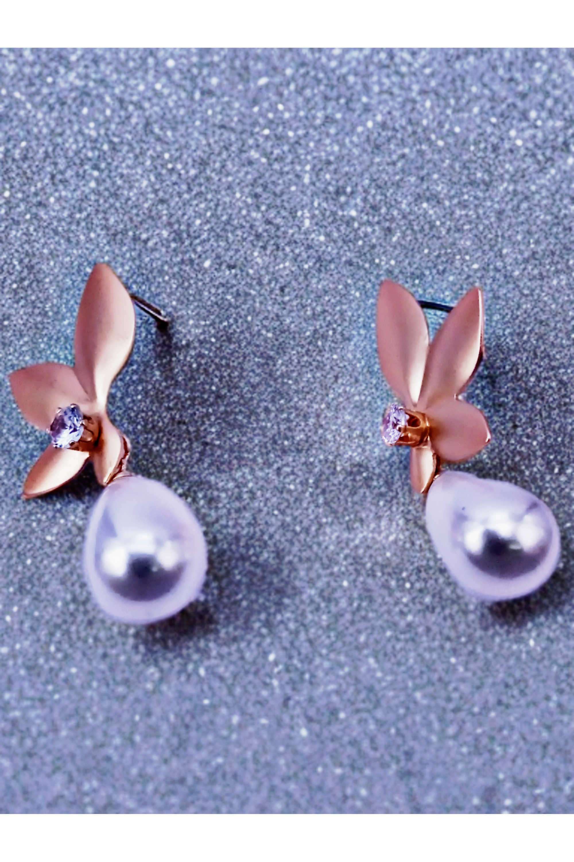 Metal-Pearl-Casual-Wear-Women-Earrings