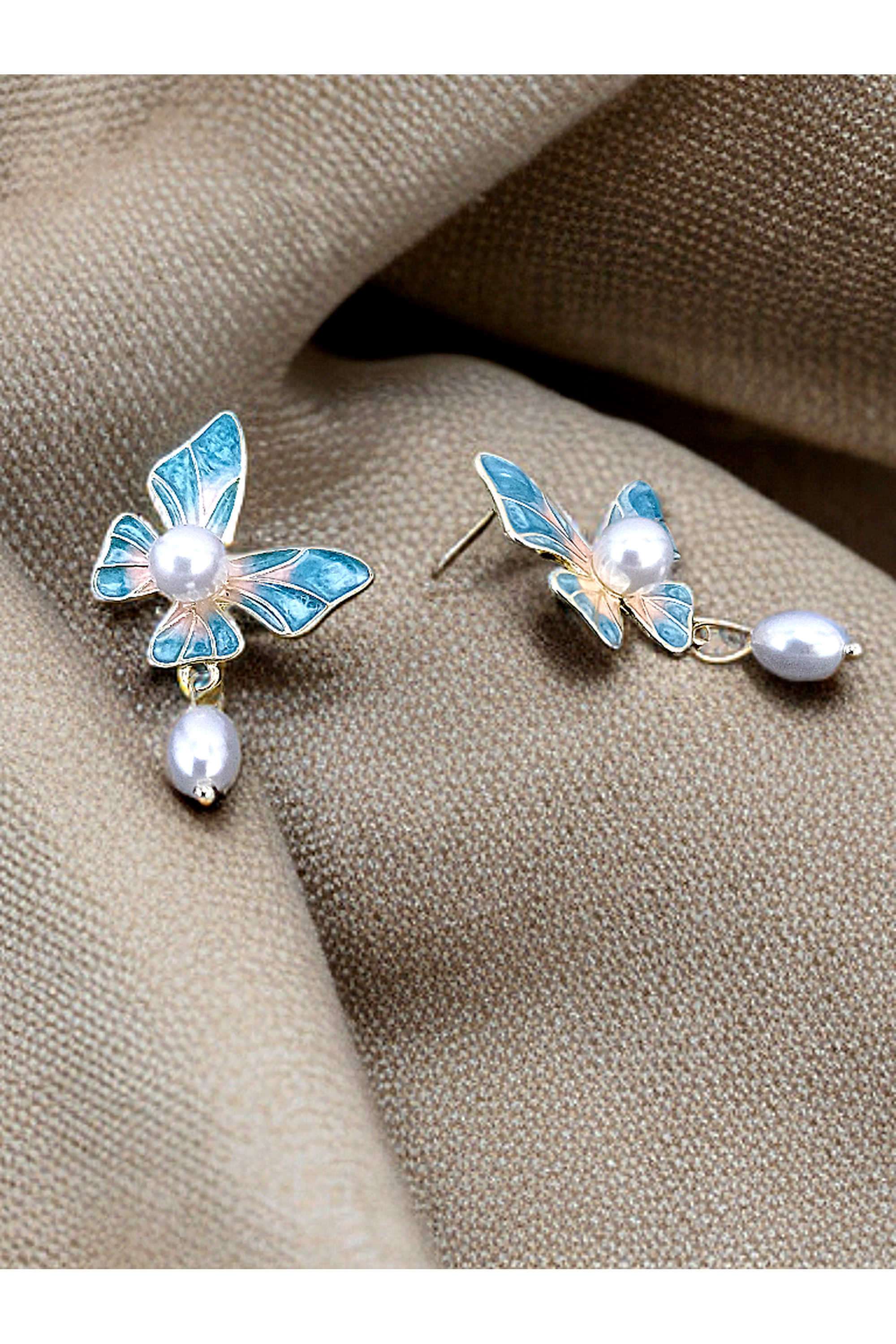 Metal-Pearl-Casual-Wear-Women-Earrings