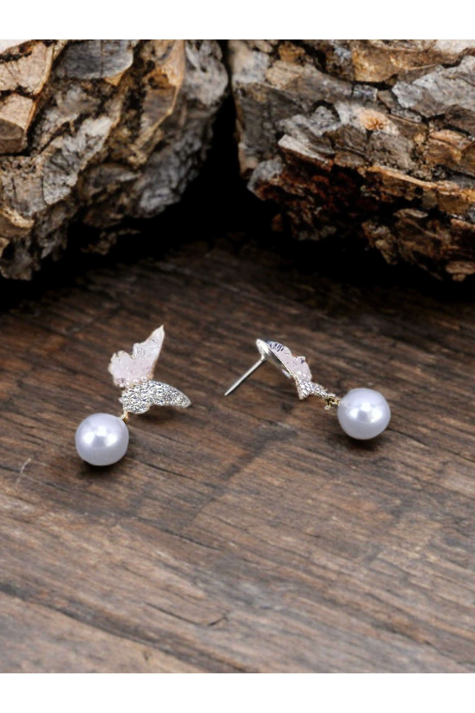Metal-Pearl-Casual-Wear-Women-Earrings