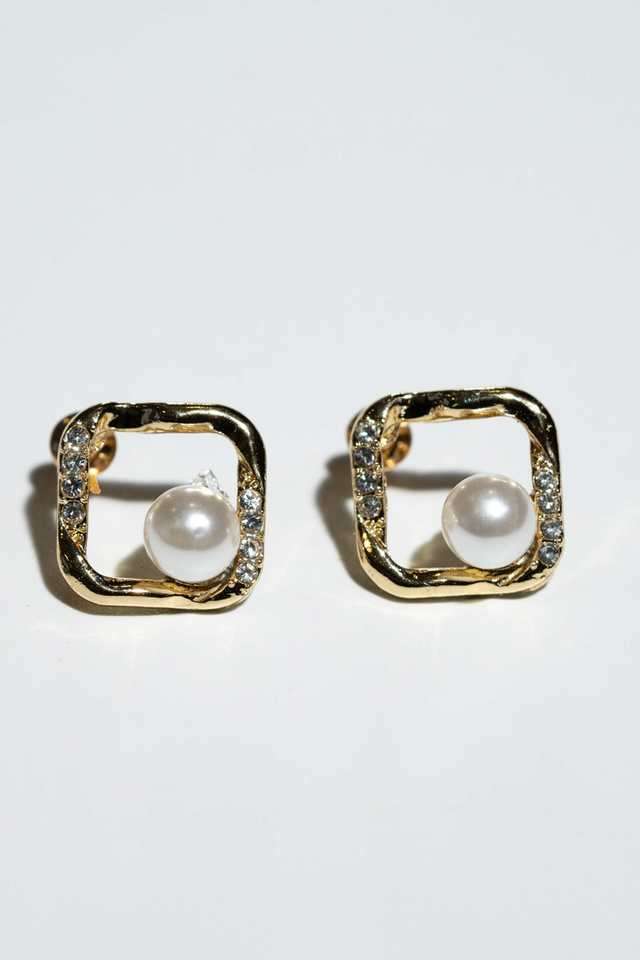 Alloy-Pearl-Push-&-Slide-Clasp-Women-s-Earrings
