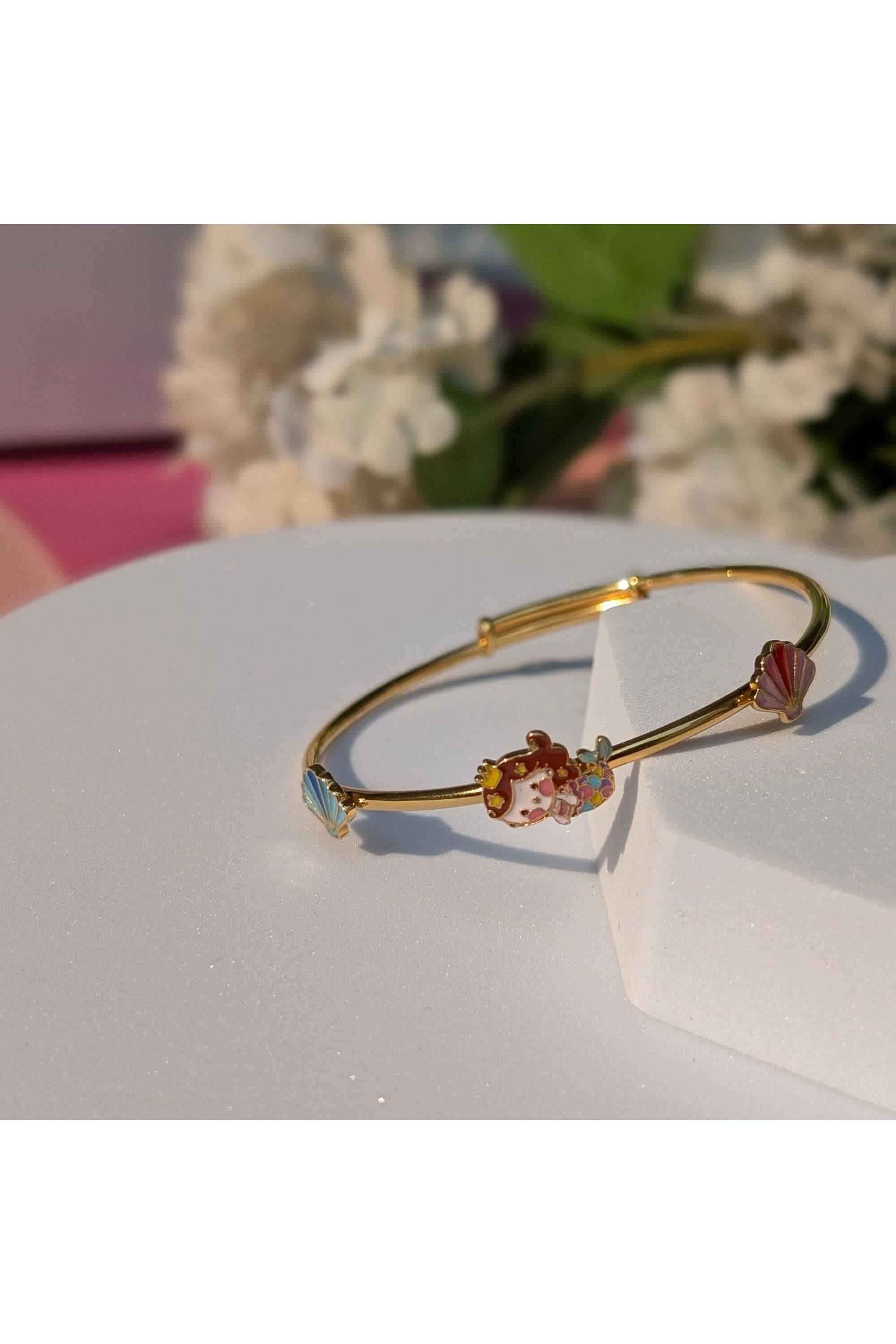 925-Silver-Hypoallergenic-Children-s-Mermaid-Gold-Plated-Bangle