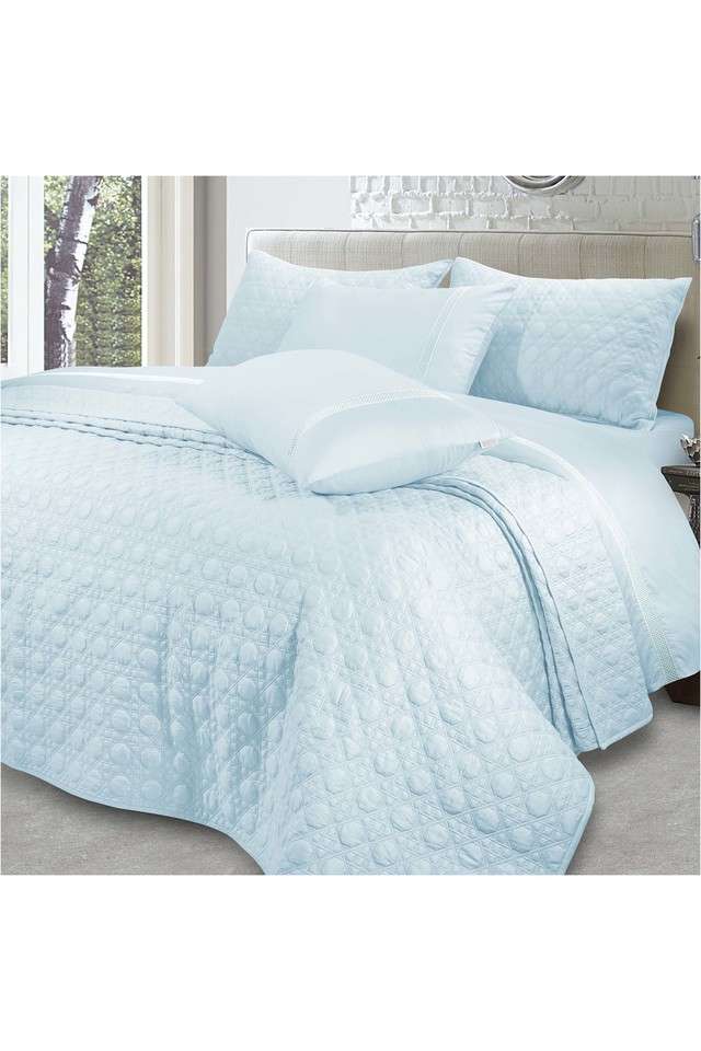 Yogalife-Cotton-Botanic-Mist-Super-King-Bedsheet-with-2-Pillow-Covers---Sky-Blue