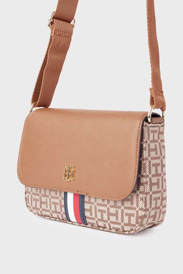 Buy TOMMY HILFIGER Brown Jacquard Flap Closure Women's Casual