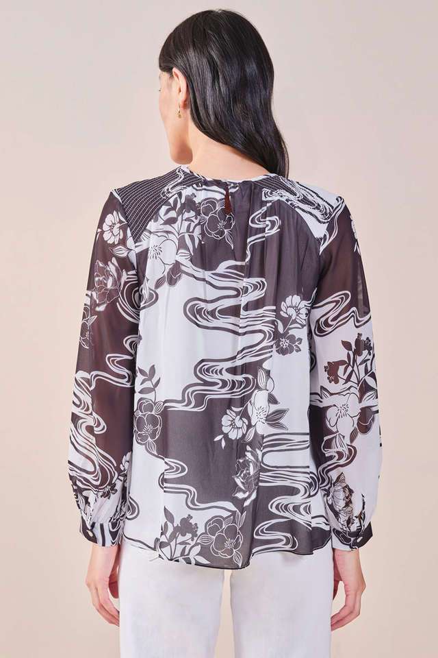 Floral-Polyester-Round-Neck-Women-s-Top