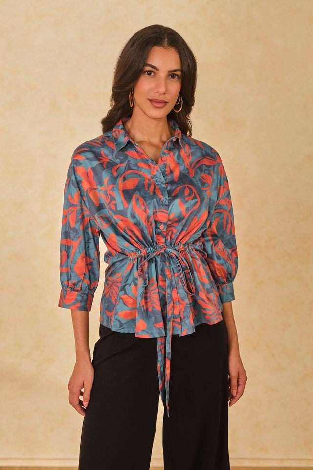 Abstract-Cotton-Collared-Women-s-Top