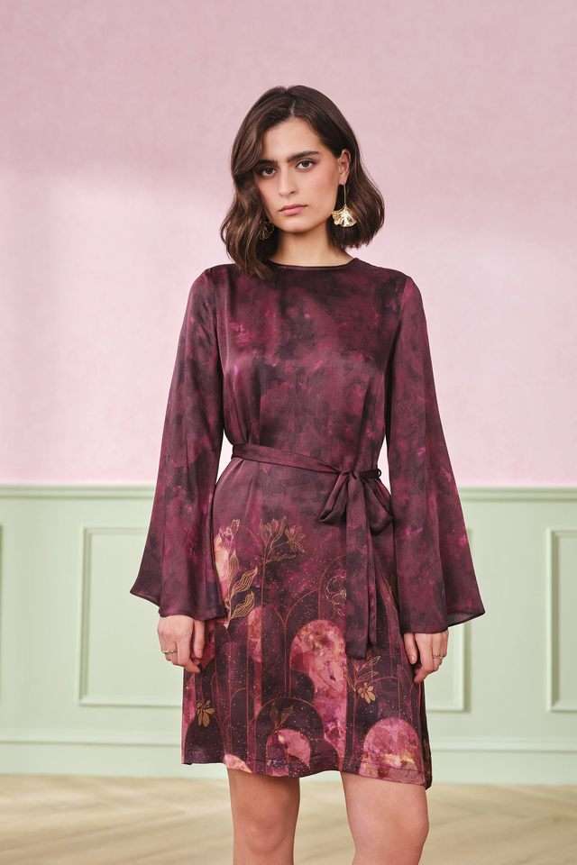 Solid-Round-Neck-Viscose-Womens-Crop-Dress