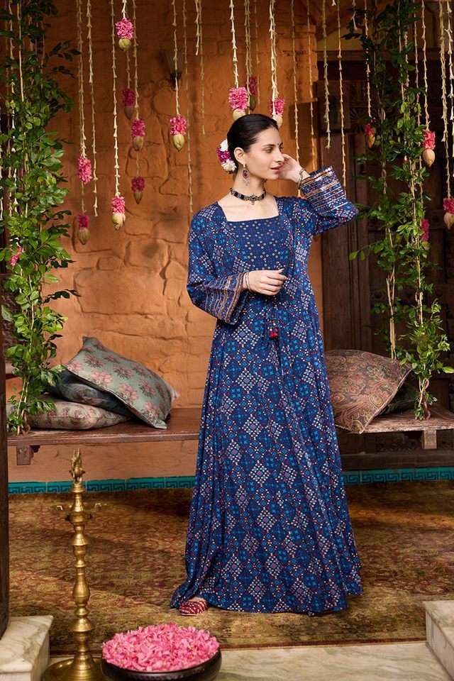 Buy Global Desi blue Floral Full Length Viscose Women's Co-Ord Set |  Shoppers Stop