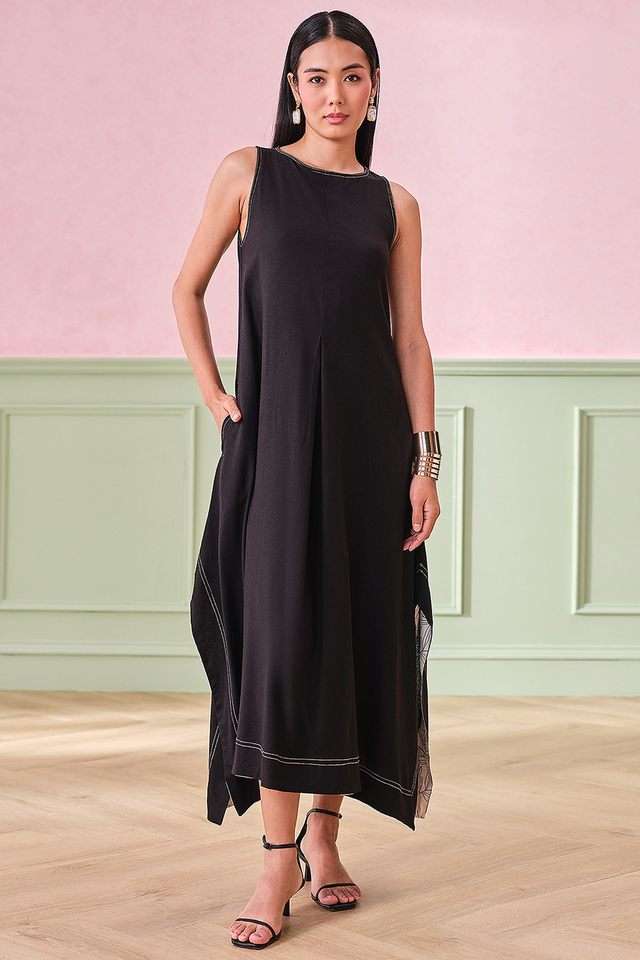 Floral-Boat-Neck-Viscose-Womens-Ankle-Length-Dress