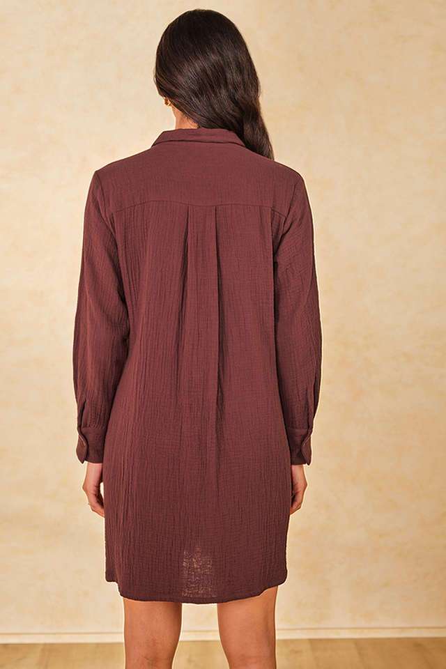 Printed-Cotton-Collared-Womens-Knee-Length-Dress