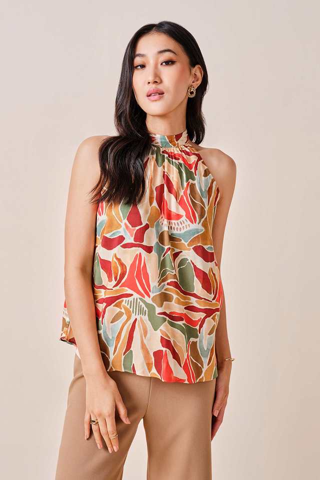 Graphic-Print-Modal-Halter-Neck-Women-s-Top
